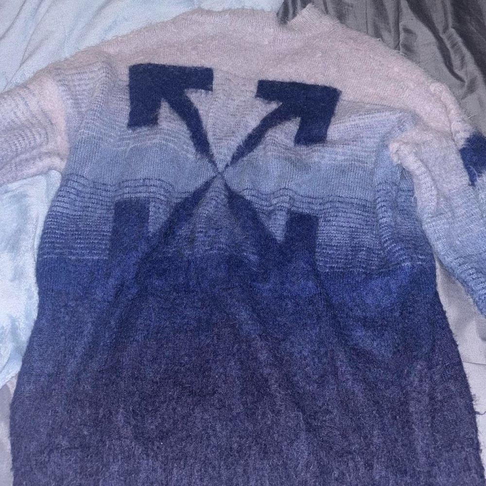 Off-White Gradient Blue and Gray Crewneck Sweater